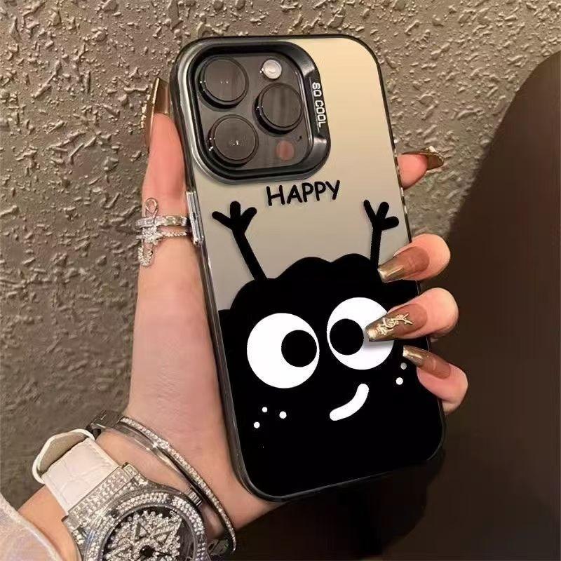 Small Coal Balls Are Suitable for Apple 13promax Mobile Phone Case iPhone15 Laser 14max Cartoon 16 Colored Silver Xsmax.