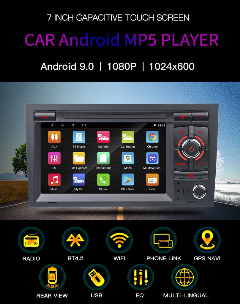Trådløs Carplay Car Multimedia For A-udi A4 B8 B6 B7 S4 B7 B6 RS4 B7 SEAT Exeo Android12 Navigation DSP Wifi AutoRadio