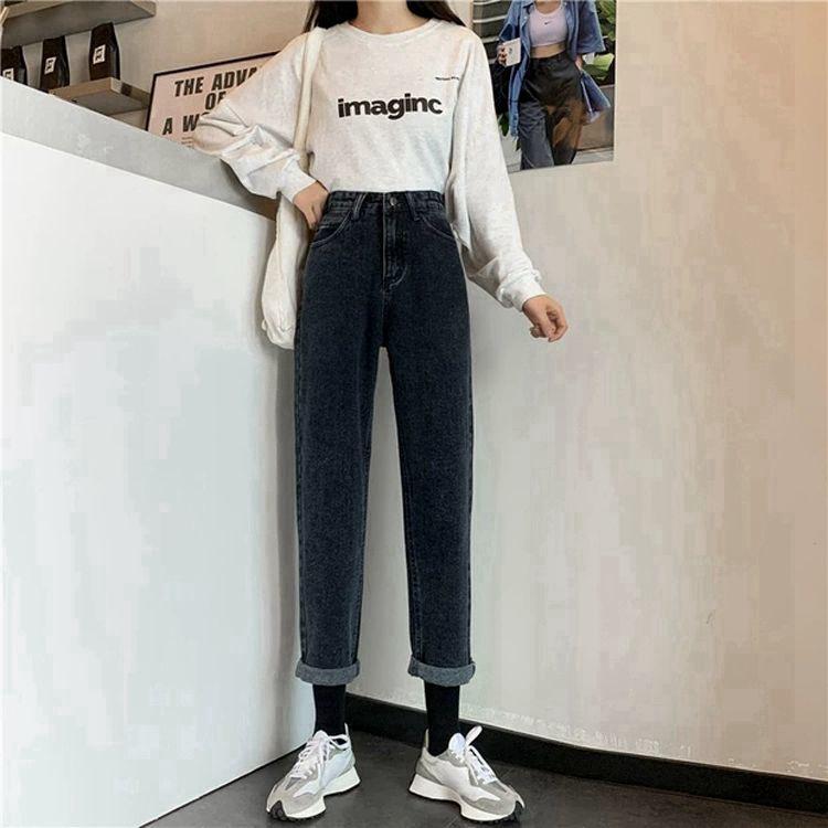 

Женские джинсы свободного кроя с высокой талией абрикосового цвета - весна 2021 г., облегающий стиль гарем S