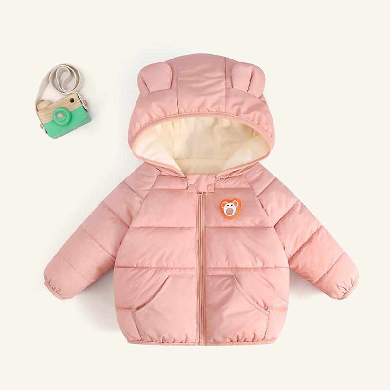 

Kids Luminous Down Cotton Jacket 2025: Fleece-Lined Winter Coat for Boys & Girls 80 cm рожевий