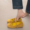 Sheepskin Version~ French Bow Gentle Mary Jane Shoes Women's One-word Buckle Ballet Shoes Shallow Mouth Flat Shoes