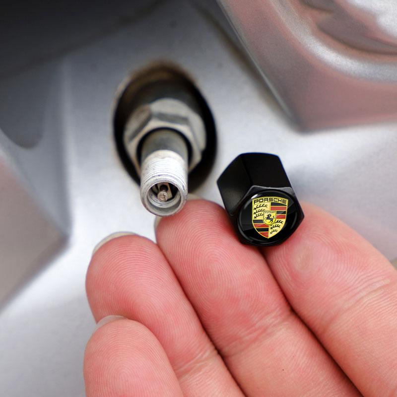 Car Wheel Tire Air Valve Caps with Keychain Accessories For Porsche Cayenne Panamera Macan Boxster 911 Carrera-GT 928 944 968