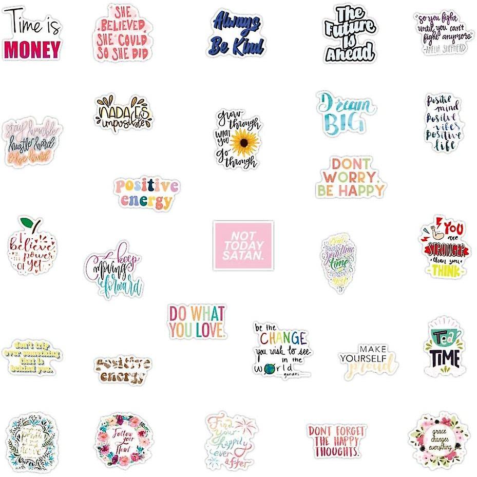 Inspirational Stickers Pack 50Pcs, Waterproof Vinyl Stickers for Water Bottle Hydro Flask Scrapbook Laptop, Reward Motivational Stickers for Students,