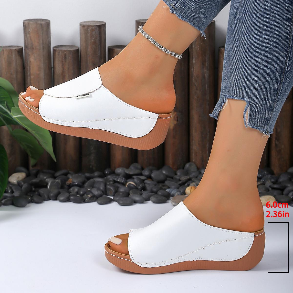 

2025 summer new thick-soled slippers women s European and American large-size slope heel independent station slippers wear large-size sandals women 43 36