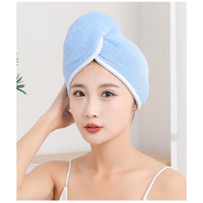 Double-layer dry hair cap Quick-drying thickened women s super absorbent hair towel Home bag head towel Shower cap Double layer [40*60cm] синий
