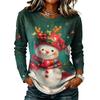 Women's Stylish Casual Christmas Print Long Sleeve Neck Top for Winter Holiday