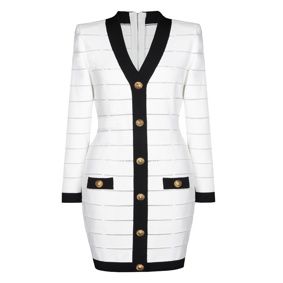 

2025 Autumn/Winter V-Neck Slimming Knit Dress for Women Large белый