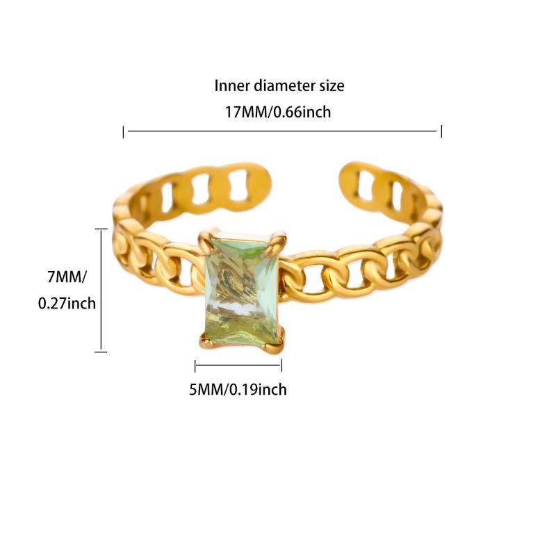 Color square zircon December birthday stone chain ring women's light luxury retro high sense personality versatile