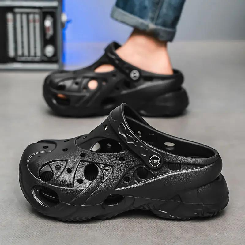Fashion Height Men's Shoe Hole Platform Beach Slides Designer Luxury Mascullino Original Clappers 2025 Pvc Summer Sale Y2k Male Slipper