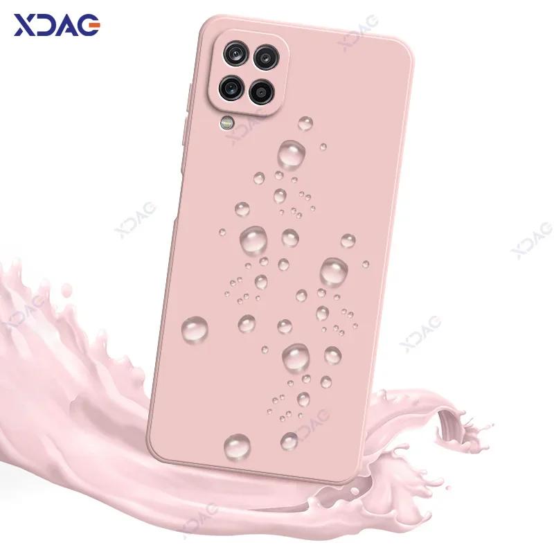Modische Handyhülle für Samsung Galaxy A12 A22 4G 5G SamsungA12 SamsungA22 Quadratische Flüssigsilikon Weiche Rückseite Schutz