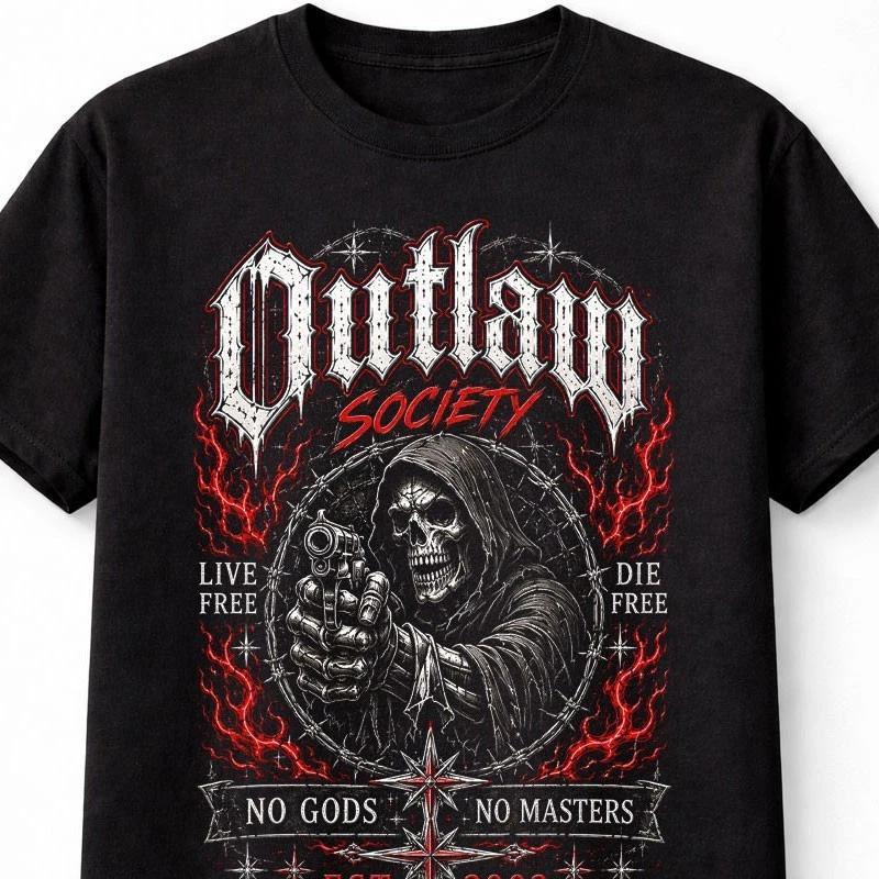Outlaw Society Grim Reaper Gothic Graphic Unisex TShirt S