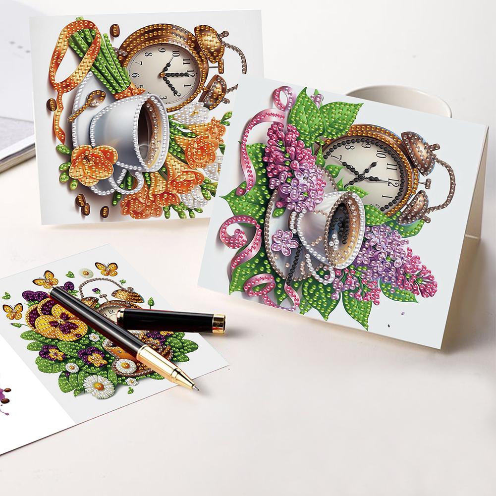 12PCS DIY Diamond Painting Greeting Card Set Rhinestone Diamond Art Mosaic Postcards Creative Birthday & Thanksgiving Card Kit