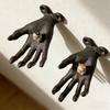 Creepy Hand Wall Hook Metal Distressed Finish Hook Gothic Hand Statue Tealight Candle Holder Hook for Jewelry Rings Entryway Bedroom Indoor Decor