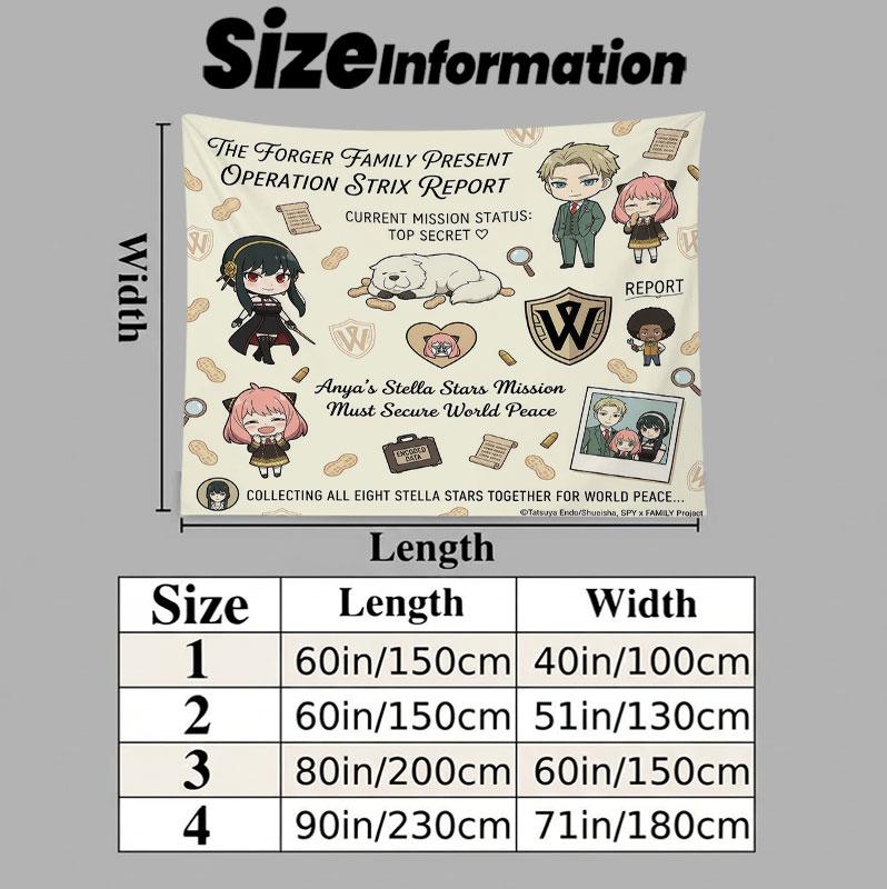 Arazzo da Parete Spy Family Appeso Estetico alla Parete Coperta in Tessuto Stampato Arazzi Decorativi per Camera da Letto Soggiorno Arredamento Casa