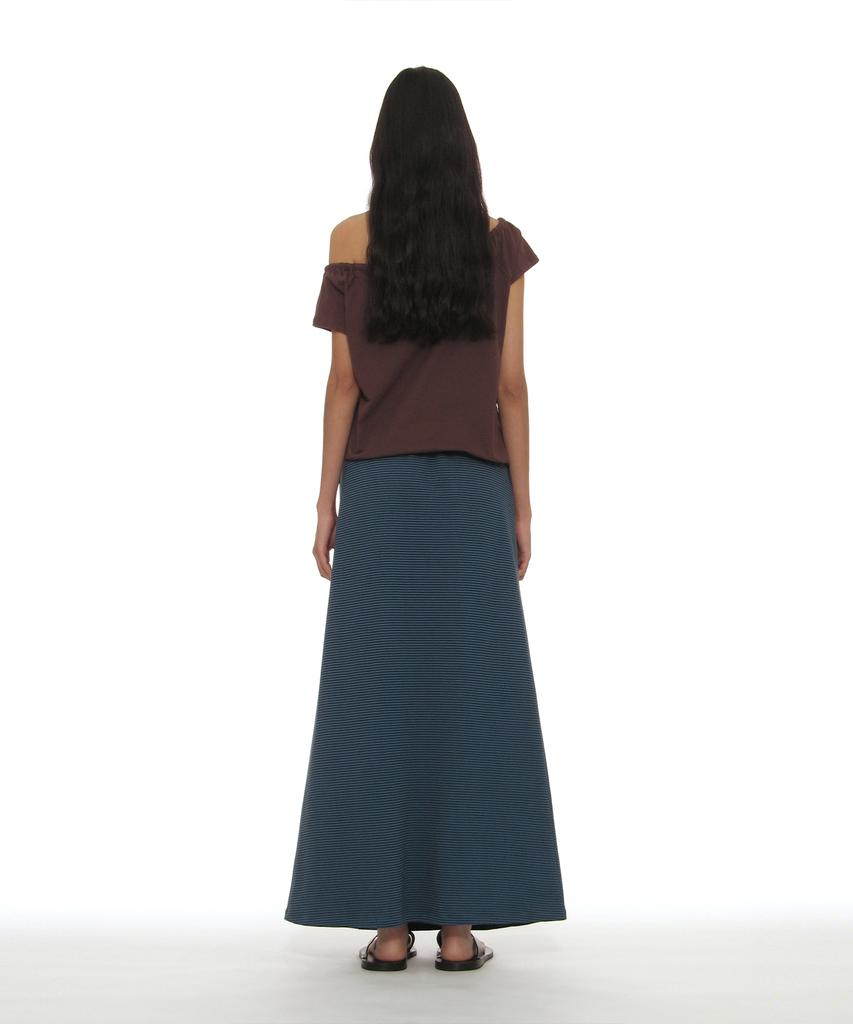 PARTIMENTO WOMEN Drawstring Off-Shoulder Short Sleeve Tee_Dark Brown