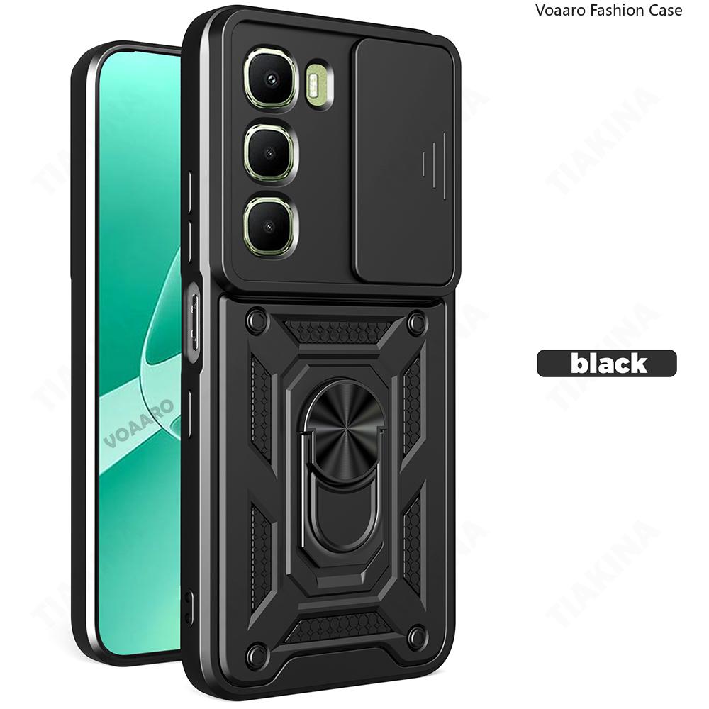 

Чехол-книжка Slide Lens Armor для Infinix Hot 60i 4G, чехол для Infinix Hot 60 5G Pro Plus 4G, чехол с магнитной подставкой-кольцом, крышка Capa Infinix Hot 60 Pro4G чёрный