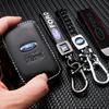 AAAMQ1 Metal Leather Car Keychain Key Ring For Ford Mustang Focus MK7 Fiesta Mondeo Transit Ecosport Escort Auto Tuning Accessories