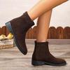 Suede Women's Boots Retro Fashion Women's Short Boots  Autumn and Winter Single Boots Thick Heel Slim Womens Shoes