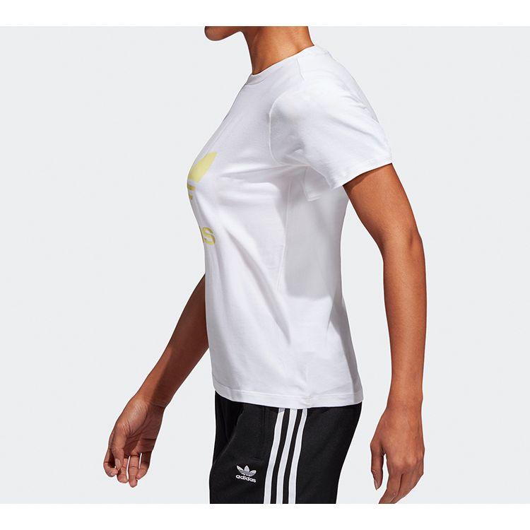 Adidas Originals Trefoil Printed Sports Vintage Short Sleeve T-Shirt Women Tops White FJ9456