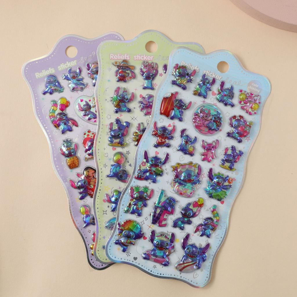 10pcs Wholesale Hot Cartoon Capybara Crayon Shin-Chan 3d Relief Rainbow Sticker Sticker Elf Sky Group Cartoon Rabbit Sticker