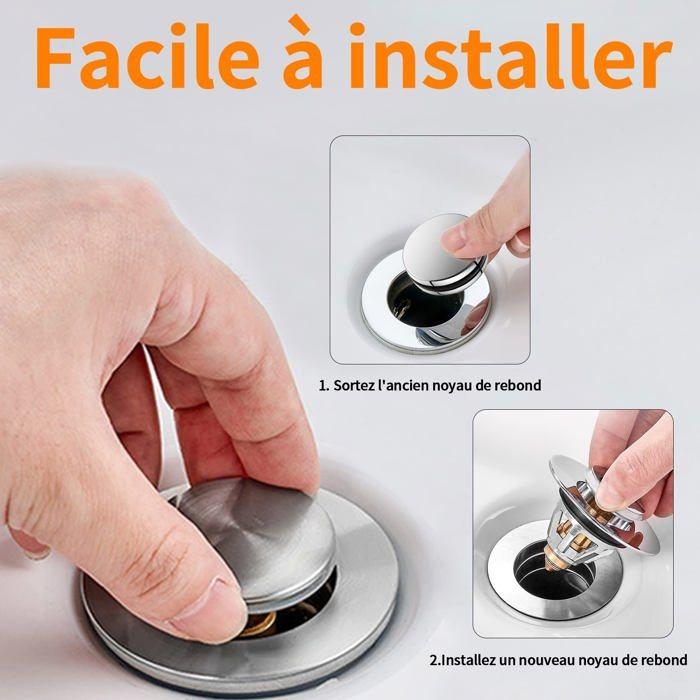 Bouchon pop-up lavabo/baignoire universel 34–38 mm avec filtre anti-bouchage (2 pièces) inox