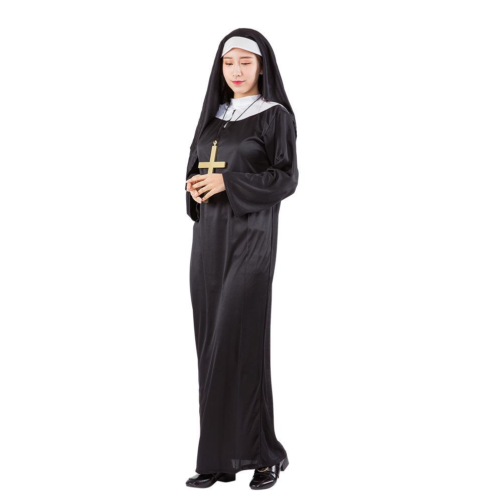 Adult Priest and Nun Role-Playing Clerical Robe Costume