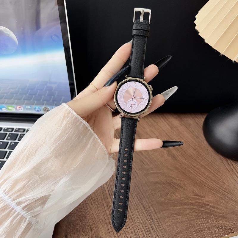 

Lychee Grain Leather Strap for Huawei GT5/GT4 41mm Women s Watch, 18MM For Huawei GT5 41mm чорний