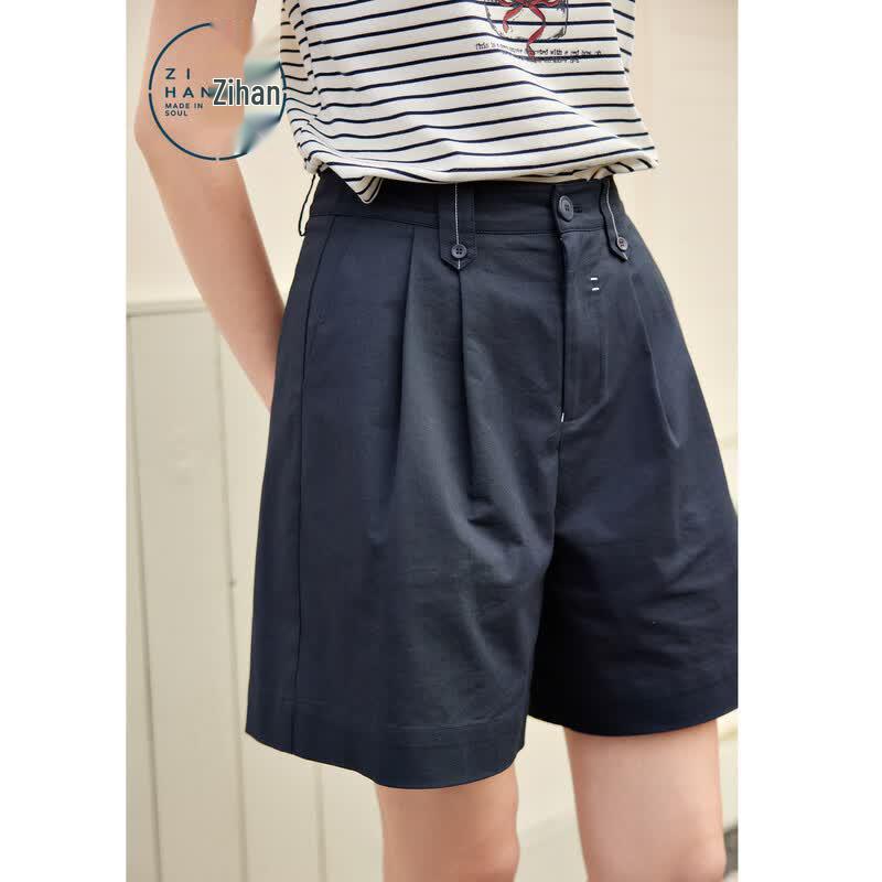 ZIHAN Women's Straight-Leg High-Waist Casual Shorts