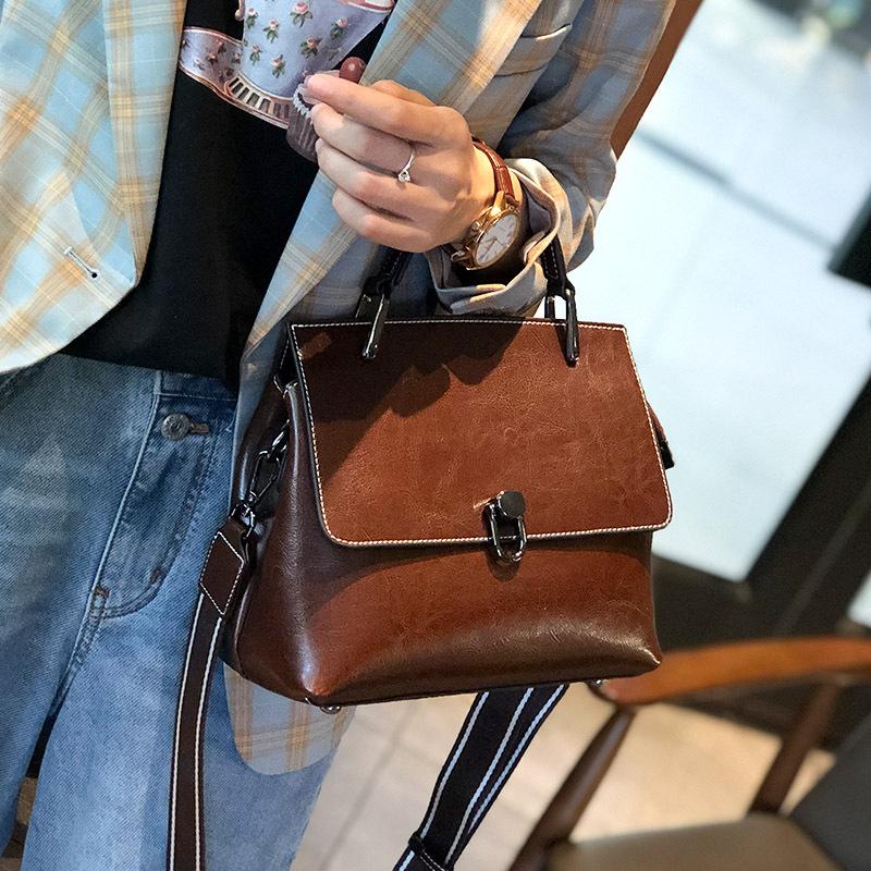 Genuine Leather Wide Strap Shoulder Crossbody Bags For Women  Trend Designer Short Handle Ladies Handbags