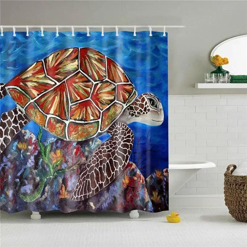 Creative Shower Curtains Printed Ocean Turtle Waterproof Bathroom Curtain Home Decor Polyester Bath Shower Curtain With Hooks