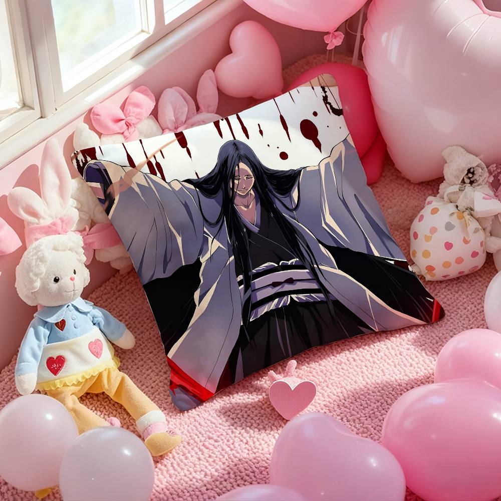 Classic Anime Unohana R-Retsu Bleach Pillow Case Comfort Sofa Bed Silky Elegant Invisible Zipper Custom Decorative Cushion Cover