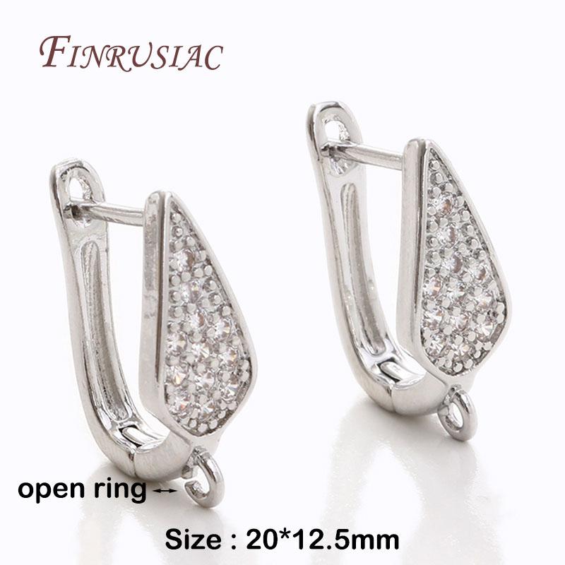 DIY Women's Earring Making Supplies 18K Gold Plated Creative Inlaid Zircon Earwire Fasteners Earring Hooks Accessories