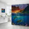 Coastal Marine Shower Curtain: Dolphin, Starfish, Seahorse, Seashell, Sea Turtle - Moisture-Proof, Mildew-Resistant, Waterproof, Beach Bathroom Décor