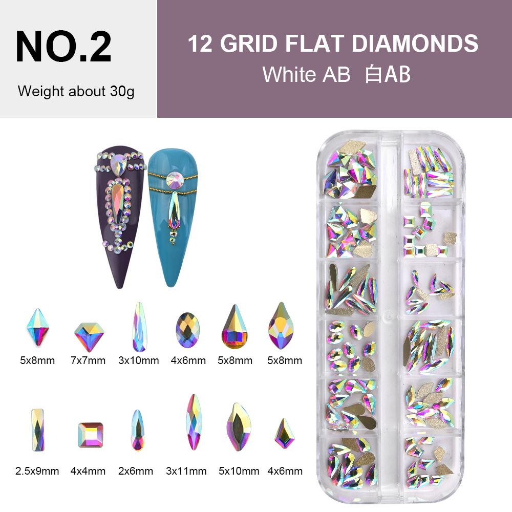 Amazon 12 Grid, Manicure Diamond Special-Shaped Flat-Bottomed Rhinestone, Manicure Jewelry Diamond Diy Nail Decoration