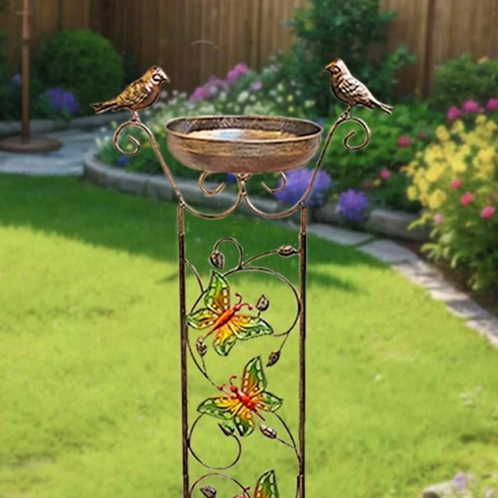 Freestanding Metal Bird Bath Sturdy Bird Bath Feeder Climbing Plant Support Patio