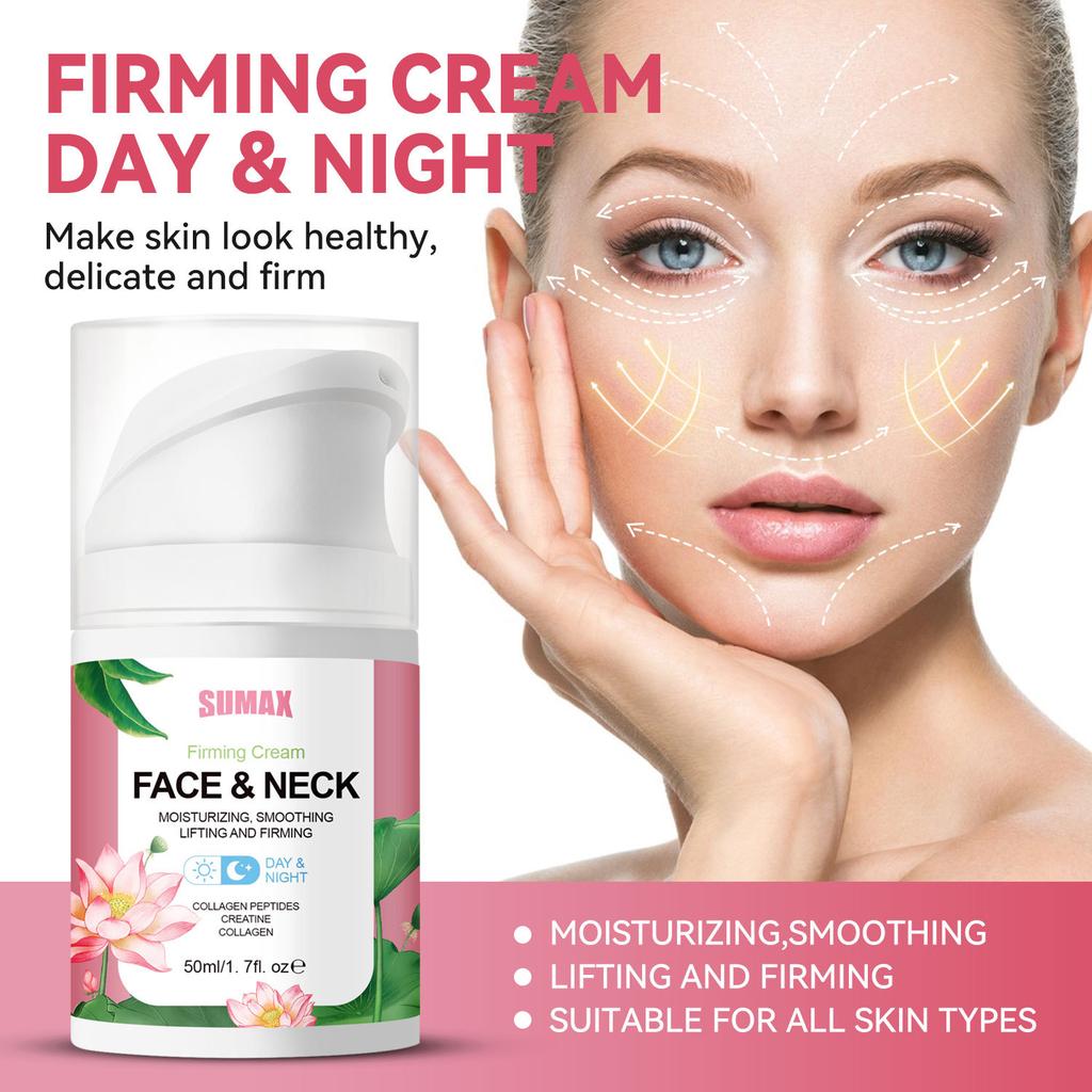 Lotus Collagen Peptide Firming Cream 50ml Duckbill Push Bottle Moisturize and Brighten Skin Tone Revitalize and Nourish Hydrate