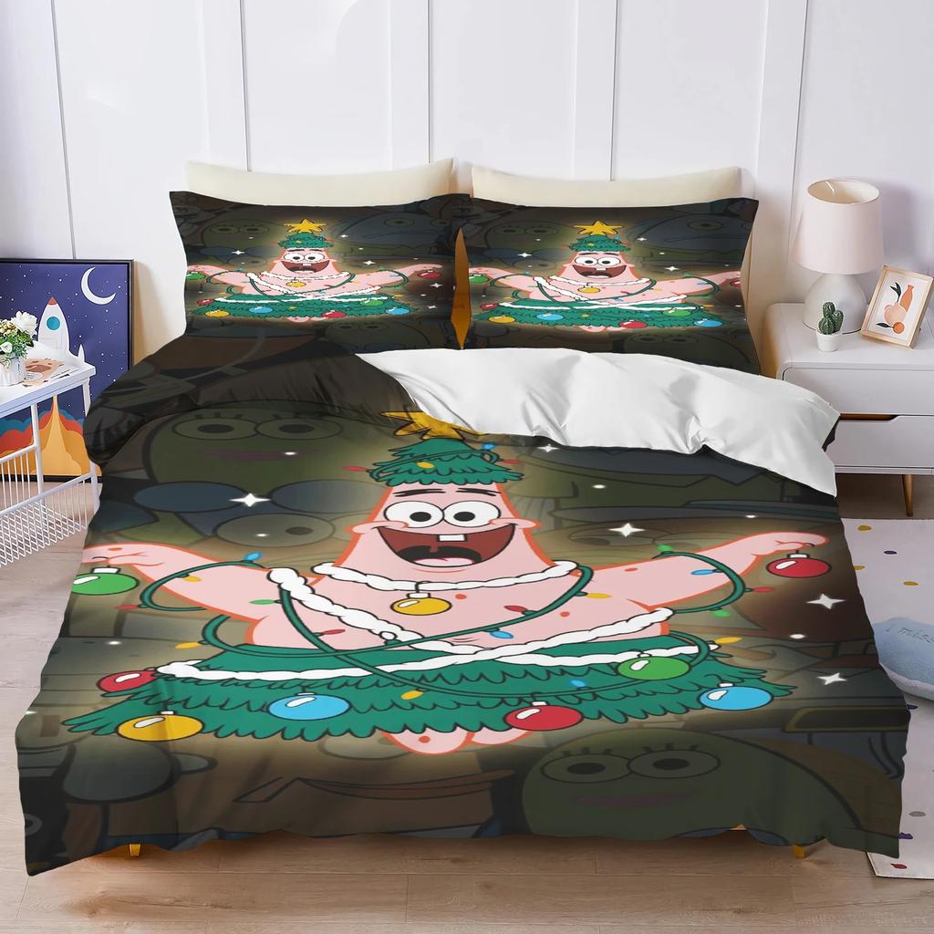 3D Hot Sale Multiple Sizes SpongeBob SquarePants Cartoon Print Bedding Set Adult and Kids Bedding Set Luxury Gifts