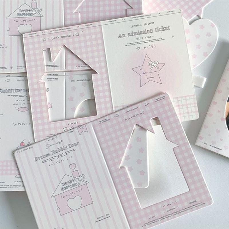 10Pcs/Pack Hollow Window Folding Back Card Kpop 3 Inch Photocard Holder Diy Small Card Decorative Packaging Material