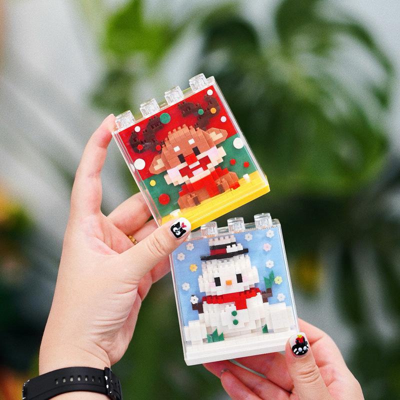 Christmas Photo Frame: Kompatybilny z Lego, Zawiera choinkę, Świętego Mikołaja, łosia - Zestaw klocków do składania