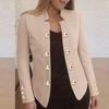 Fashionable Women's Solid Color Casual Long-sleeved Button Cardigan Jacket