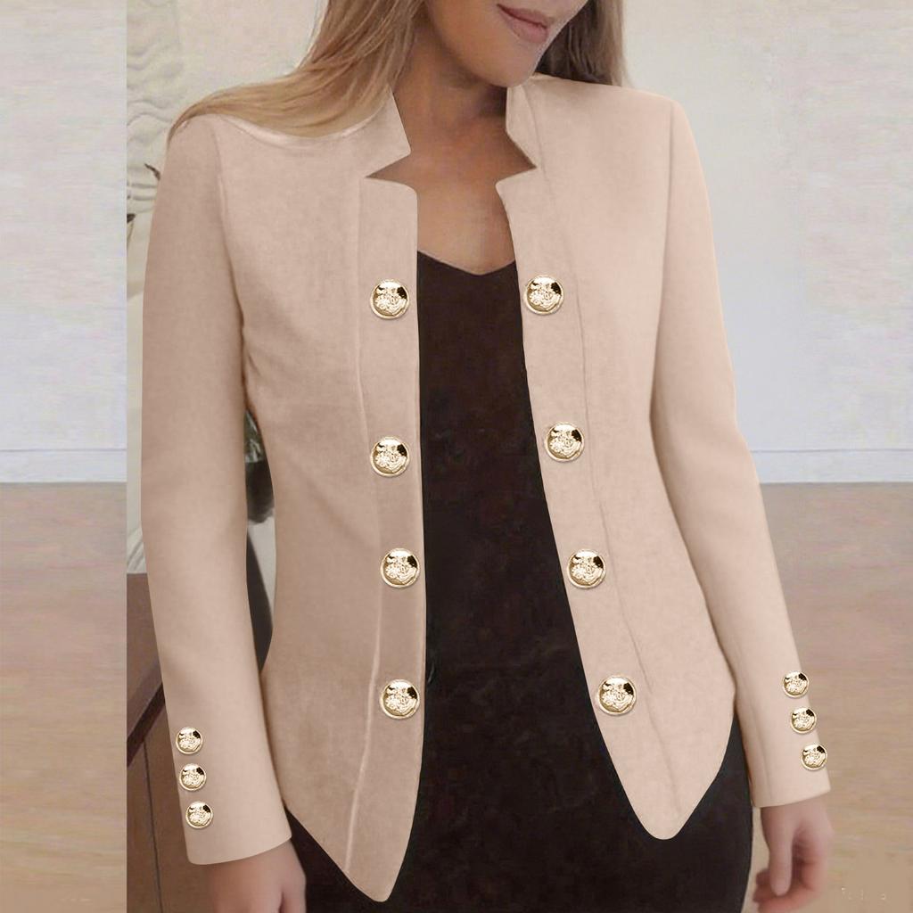 Fashionable Women's Solid Color Casual Long-sleeved Button Cardigan Jacket