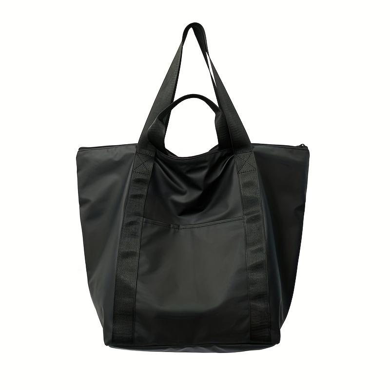 

1 шт. Мужская легкая модная сумка большой вместимости, однотонная водонепроницаемая сумка в стиле ретро, чёрный