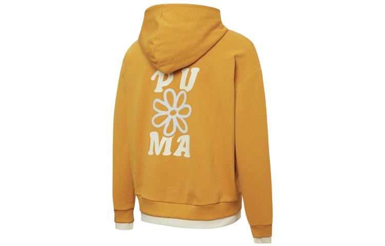 PUMA Sweatshirts Women s Orange Yellow Hooded Moderate Mock Two Piece 536091-80 XL