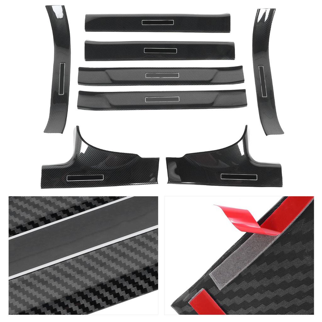 8 Stück Carbonfaser-Stil Türschweller Kratzschutzleiste Auto Umbau Passend für Tesla Model 3 2016?2020