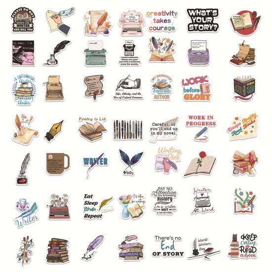 50 sztuk/zestaw naklejek dla miłośników czytania dla dzieci, nastolatków, pisarzy kreskówek, naklejki graffiti dla nauczycieli i uczniów, wodoodporne naklejki winylowe do