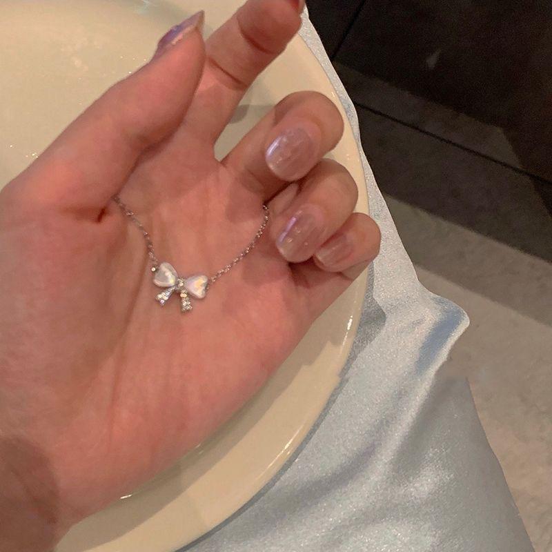 Xiaohongshu Same Bow Necklace, Female Style Niche High-end Sense Collarbone Chain for Student Girlfriends