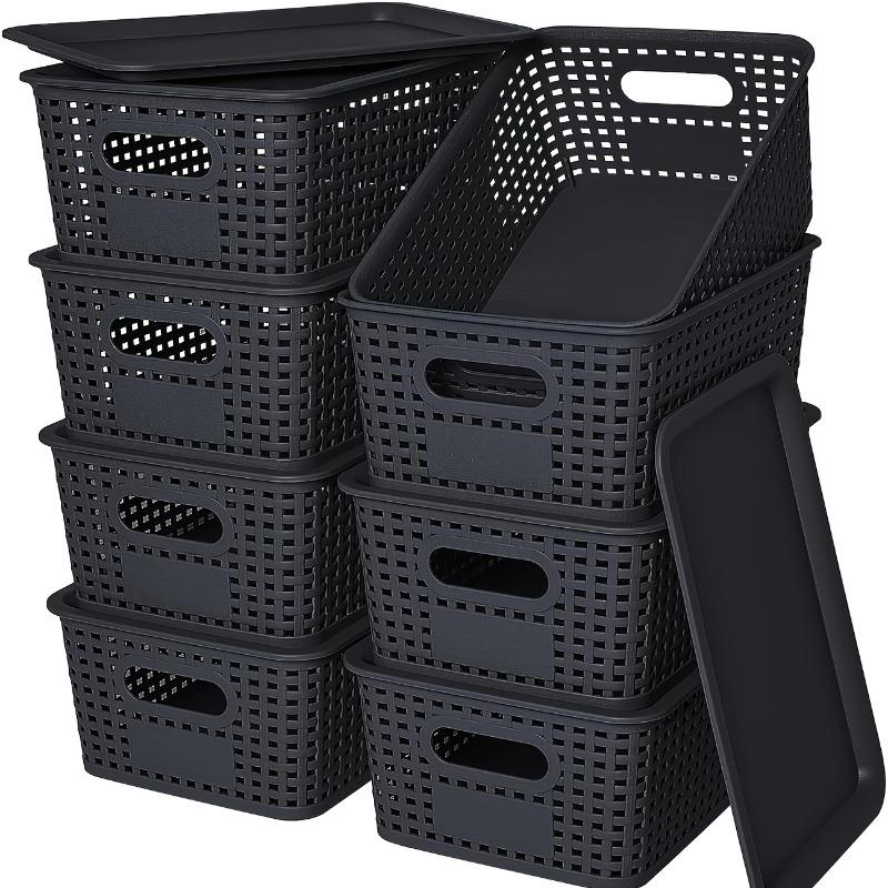 

6 PCS Stackable Storage Boxes with Lids, 10.2x7.2x4.1 Inch Plastic Organizer Containers for Home, Office,Bedroom,Classroom, Dorm чёрный