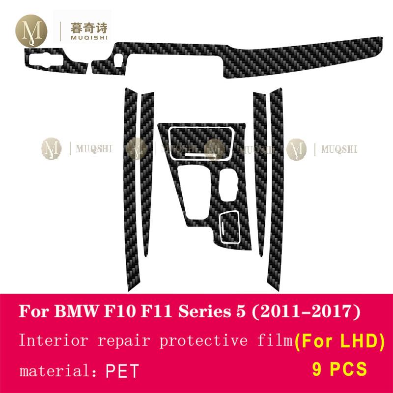 Für BMW F07 F10 F11 Serie 5 2011-2017 Auto-Innenraum-Kohlefaserfolie 5D PET Mittelkonsole Anti-Kratz-Widerstandsfolie Zubehör