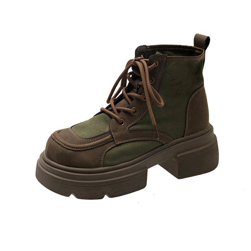 

Hong Kong retro platform Martin boots women s 2025 new autumn and winter British style color matching high-top heightening locomotive boots single b 40 армия зеленый