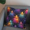 2D Colorful Beetle Geometric Pattern Throw Pillow Pattern Cushion Cover Suitable For Sofa Bedroom Car Pillow Cover